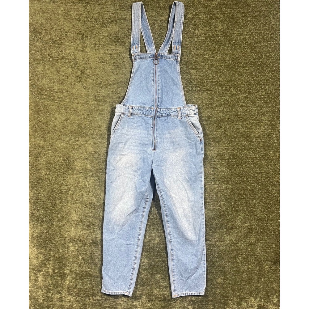 Forever 21 Overalls Womens 26 Blue Light Wash Zip Front Denim 100% Cotton